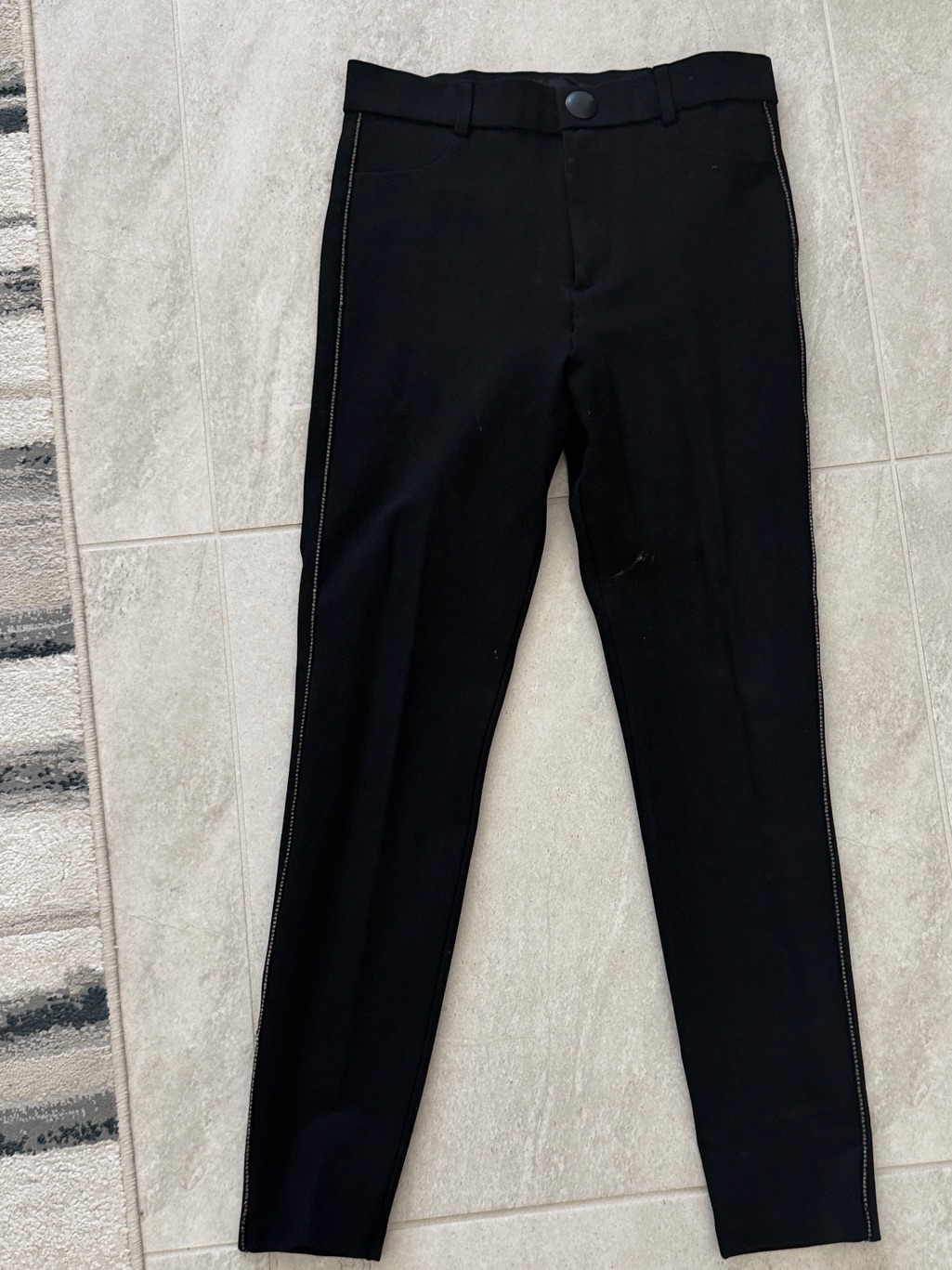 Zara Black Slim Chinos With Contrast Side Stitch